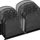 Desktop File Organizers 2 Pack Inclined Document Holders 5 Section Office Supplies Mesh Vertical File Sorters Metal File Storages (2)