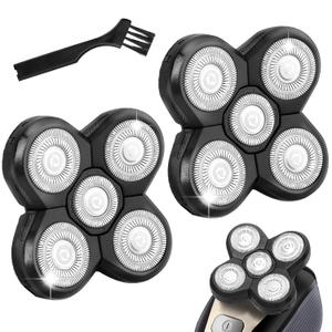2 Pack Replacement Blades for Freebird Head Shaver | 5-Blade Electric Razor Refills for Bald Men Freedom Grooming + 1 Cleaning Brush