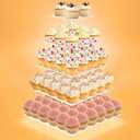 Cupcake Stand with Lights, 5 Tier Cupcake Holder, Light Up Cupcake Stand for 50 Cupcakes, Dessert Table Display Set for Weddings, Christmas, Birthday Parties (Yellow Light)