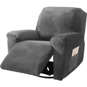 NORTHERN BROTHERS Stretch Recliner Chair Covers, Anti Slip Velvet Recliner Cover, Soft Thick Lazy Boy Recliner Covers Washable for Pets, Light Grey (1 Seat)