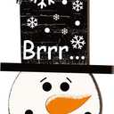 Large Winter Snowman Wooden Hanging Sign 16 Inch Christmas Snowman Welcome Door Sign Decor Winter Front Door Hanger Wreath Wall Decor for Home Outdoor Indoor Porch Welcome Hanging Decoration