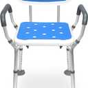 Shower Chair with Arms Heavy Duty Bath Chair with Back Inside Shower Transfer Bath Seat Padded Bench Portable Lift Height Adjustable Legs for Bathtub Non-Slip feet