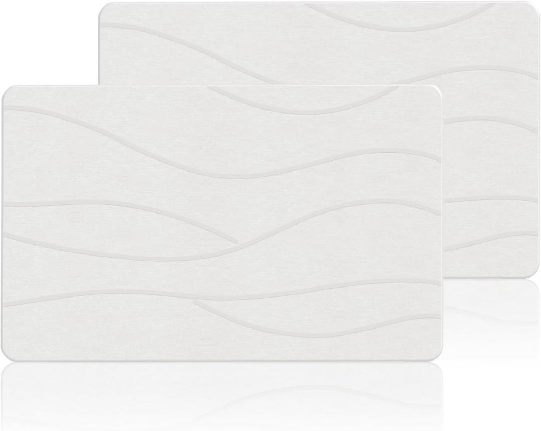 THMINS 2 Pack Extra Large Stone Bath Mat, 32''x20'' Non-Slip Diatomaceous Earth Stone Bath Mat, Super Absorbent Quick Drying for Bathroom, Easy to Clean