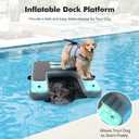 Inflatable Dog Boat Ramp for Dogs Up to 240 lbs, Inflatable Dock Floating Platform with Anti-Slip EVA Foam Safe & Easy Water Access, Dog Ramp for Boat, Pools, Lakes, Boats, Docks, Green