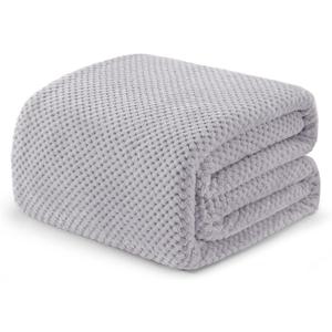 Exclusivo Mezcla Fleece Bed Blanket Twin Size, Super Soft and Warm Blankets for Couch, Sofa and Bed Waffle Textured, Cozy, Fuzzy and Lightweight (Light Grey, 60x80 inches)