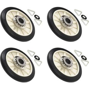 BlueStars 349241T Dryer Rear Drum Support Roller Kit - Compatible with Kenmore Whirlpool Estate Roper Dryers - Replaces PS347627 AP3098345 337089 3389901 3397588 WED4815EW1 NED4655EW1 - Pack of 4