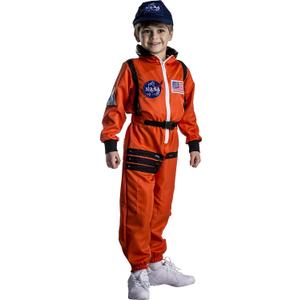 Dress Up America Kids NASA Astronaut Costume  Orange Space Suit with Cap  Realistic Halloween & Dress-Up Outfit (Medium)