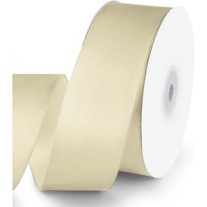 KMER LIFE 1-1/2" Wide x 50 Yards Ivory Single Faced Polyester Satin Ribbon for Wedding Decor, Wreath, Crafts, Gift Wrapping & Other Projects