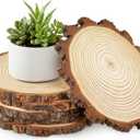 Large Unfinished Natural Wood Slices - 6 Pcs Natural Round Discs Rustic Wood Slices 9-9.8 Inch Wooden Tree Bark Discs for DIY Crafts Centerpieces Table Base Decoration Wedding Ornaments Coasters