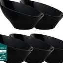12pack Black Angled Plastic Bowls,20oz Salad Serving Bowls,Plastic Serving Bowl for Wedding, Party, Halloween, Catering