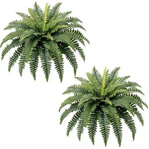 Richeerca Fake Ferns, 35IN Large Fake Bush Plants, 2 Artificial Boston Ferns with 39 Fronds for Outdoor Hanging Planter Garden Porch Entrance Home Decor