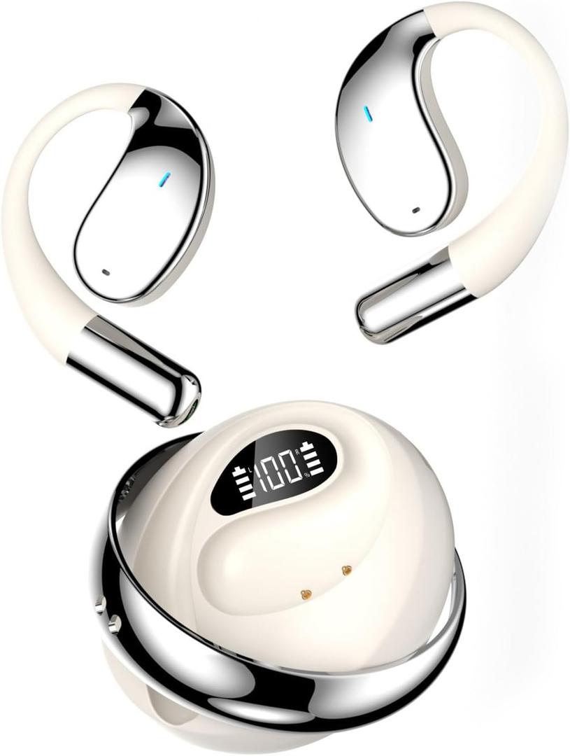 AI Language Translator Earbuds, OWS Real-Time 3-in-1 Translation Earbuds 144 Languages & Accents, Wireless Headphones fit iOS & Android, Translation Device for Travel Business Learning, Beige
