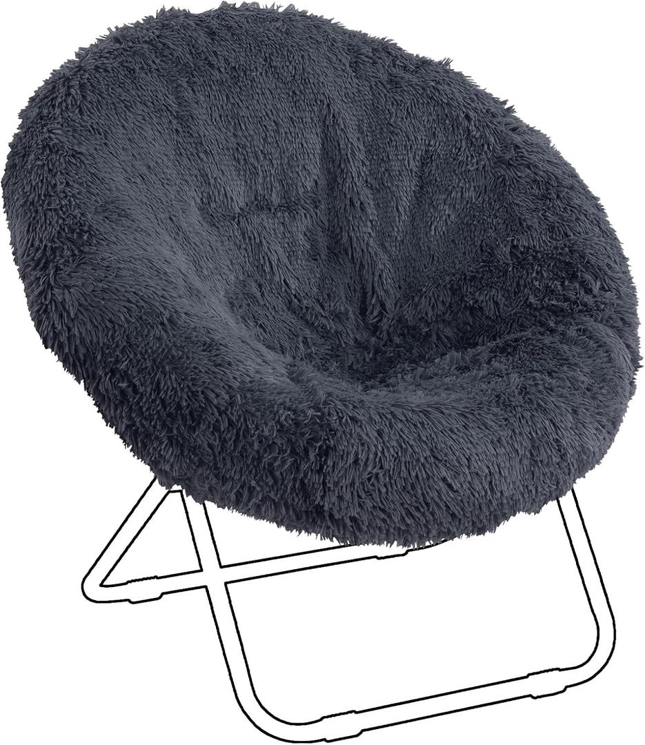 HOMBYS Faux Fur Cover for Saucer Chair (Only A Cover), Removable Shaggy Round Moon Chair Slipcover Ultra Soft & Furry, Size Between 28-30 in x 29-32 in