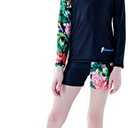 Ovovod Girls Swimsuit Two Piece Rash Guard Set UPF 50+ UV Protective Long Sleeve Swimwear, Size: 9-10 Years