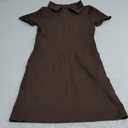 OQQ Women's Mini Dresses Sexy Ribbed Short Sleeve Tummy Control Bodycon Mini Dress XL, Darkbrown
