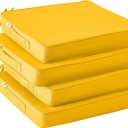 Outdoor Chair Cushions Set of 4,Waterproof Outdoor Seat Cushions for Patio Furniture,Patio Chair Cushion with Handle and Ties, Square Out Door Chair Pads,19" x 19" x 3", Yellow