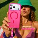 Stronger Magnetic & Shockproof for iPhone 17 Pro Case,Fit for MagSafe, with Screen Protector & Wrist Strap, Military-Grade Drop, Translucent Slim for iPhone 17 Pro Case, Hot Pink