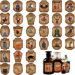 120 Pcs Creepy Halloween Animal Apothecary Bottle Labels Stickers Medicine Bottle Label Laminated Ready to Use for Party Decoration Party Gifts and Photo Props (Trendy)