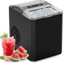Sweetcrispy Countertop Ice Maker, Portable Ice Machine Self-Cleaning, 9 Cubes in 6 Mins, 26 lbs/24Hrs, 2 Sizes of Bullet Ice for Home Party Office, Black