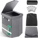 2026 Upgraded 16.5'' XL Portable Toilet for Adults,Tall Camping Toilet with Lid and Convenient Carry Bag, Portable Potty for Camping, Hiking, Car Travel,Truck, RV, Boating, Road Trips, Beach (Gray)