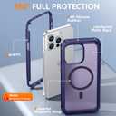 Red2Fire Magnetic for iPhone 15 Pro Max Case, [Compatible with MagSafe][Military Grade Drop Protection][Heavy Duty Shockproof] Non-Slip Translucent Matte Bumper Phone Case for iPhone 15 Pro Max 6.7" (Dark Purple)