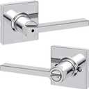 Kwikset Casey Interior Privacy Door Handle with Lock, Door Lever For Bathroom and Bedroom, Polished Chrome Reversible Keyless Turn Lock