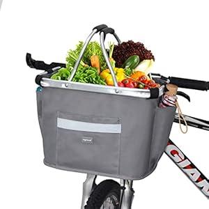 RAYMACE Detachable Bike Basket Bicycle Handlebar Basket for Pet, Picnic, Shopping, Quick Release Easy Install (Grey)