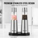StarOcean Rechargeable Electric Salt and Pepper Grinder Set with USB-C Charging Base, Stainless Steel Automatic Gravity Grinders, 5 Adjustable Coarseness, Kitchen Gift