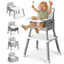 AVIDOR Baby Highchair for Babies and Toddlers, 6 in 1 High Chair with 5 Point Harness and Removable Safe Tray, Easy Clean& Ergonomic, Cute Bear Cunshion Baby Highchair for 6-36 Months and 35 lbs, Gray