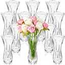 Mifoci 12 Pcs Glass Flower Vase Phoenix Tail Shape Clear Tall Vases for Flowers Thickened Decorative Crystal Vase for Home Wedding Gift Bouquet Bud Office Table Centerpiece Decor, 7.75 x 3.77 Inch ONE IS BROKEN