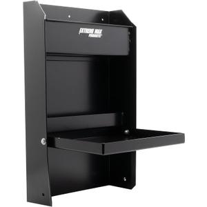 Extreme Max 5001.6119 Junior Wall-Mount Aluminum Work Station Storage Cabinet Flip-Out Work Tray with Paper Towel Rack Organizer for Enclosed Race Trailer Shop Garage Storage - Black