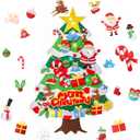 Felt Christmas Tree for Toddlers, 3.5ft DIY Wall-Mounted Xmas Tree with 50 Ornaments, Fun Christmas Decoration for Kids, Wall Hanging Holiday Tree for Toddlers