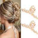 CAKURE Gold Claw Clip Rhinestone Hair Clips Large Fancy Hair Claw Clip Hair Accessories for Women (Pack of 2) (b-gold)