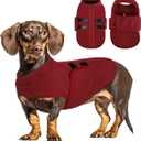 Queenmore Small Dog Sweater, Soft Fleece Vest Pullover Dog Jacket with Leash Hole, Warm Winter Dogs Clothes Cold Weather Doggy Dachshund Sweaters for Small Dogs Cats Boy or Girl (Burgundy, XS)