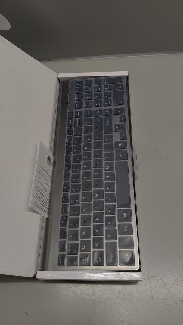 Wireless Keyboard and Mouse Ultra Slim Combo, TopMate 2.4G Silent Compact USB 2400DPI Mouse and Scissor Switch Keyboard Set with Cover, Batteries Included, for PC/Laptop/Windows/Mac  Gray Black