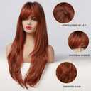 Esmee Long Straight Auburn Natural Synthetic Hair Layered Wigs for Women with Dark Roots for Daily Party Use-24 Inches