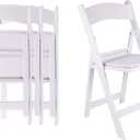 BTEXPERT White Resin Folding Event Chairs - Set of 4, 1000 lb Weight Capacity, Padded Seats, Stackable, Lightweight & Durable Indoor/Outdoor for Home Dining Party Wedding Picnic Camping Church