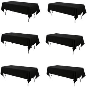 Waysle 60 x 102 Inch Rectangular Polyester Tablecloth, Black Washable Table Cloth for 6 Foot Table - Perfect for Wedding, Party, Restaurant, Banquet Decoration (6 Pack)