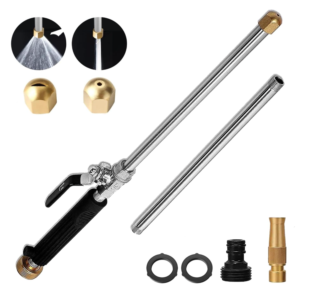 Power Washer Hydro Jet Power Cleaning Tool, Extra Long Extendable Garden Sprayer Wand, Gutter Cleaner, Pet Window Cleaning Tool (black)