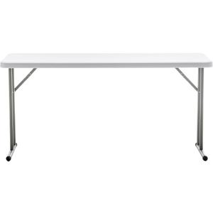 BTEXPERT 5-Foot - 60" Long White Plastic Folding Seminar Training Table Portable 18" Wide Narrow, 29" High, Events Indoor Outdoor Lightweight (One)