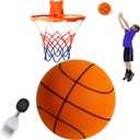 Silent Basketball, Dribble Dream Silent Basketball and Hoop Set, Foam Basketballs No Noise, Silent Ball Dribbling Indoor, Training Ball for Indoor Activities (No.5-25.3")