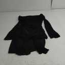 HOCILLE Women's Sexy Off Shoulder Bodycon Mini Dress Mesh Long Sleeve Wrap Tie Waist Ruched Party Dresses (Medium, Black)