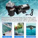 W3SP1580X15 Pool Pump 1.5 HP Replacement for Hayward PowerFlo LX Series 1.5 Horsepower Pool Pumps Single Speed Above Ground Pool Pump Square Flange 48Y Frame 115 Volts 11.2 Amps 3450RPM