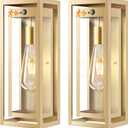 15" Motion Sensor Gold Outdoor Light Fixture Wall Mount, 3 Lighting Modes Waterproof Anti-Rust Wall Sconces, 2 Pack Exterior Lighting Fixtures for Front Door, Porch, Garage