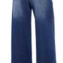 DLOODA Women's Wide Leg Jeans High Waisted Stretchy Denim Pants Elastic Waist Pull On Sweatpant Jeans Trendy Baggy Loose, L