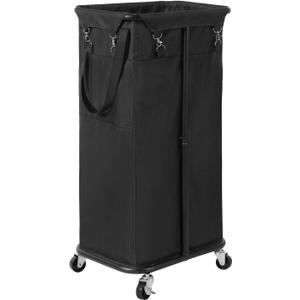 WOWLIVE 100L Rolling Laundry Hamper with Wheels Large Laundry Basket Organizer Laundry Cart with Steel Frame and Removable Bag Foldable Tall Dirty Clothes Hamper Dorm Room Storage for Bedroom (Black) (100L (17.013.030.8in))