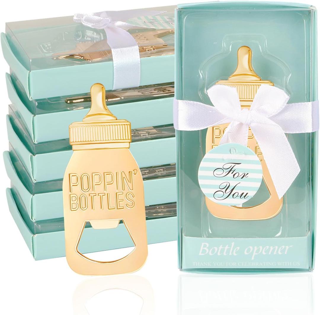 50Pack Poppin Bottle Openers for Baby Shower Favors Boy Baby Shower Return Gifts Decorations and Blue Souvenirs