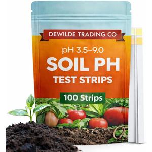 Soil pH Paper Test Kit 100 Tester Strips (3.0-9 Range) – Use for Testing Garden Home Lawn Grass Vegetable Gardening Dirt Yard Compost Outdoor and Indoor Plants 10 Pack