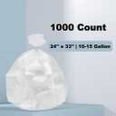 Clear Trash Can Liners, 10-15 Gallon, 24'' x 33'', Wholesale 1000 Count, High Density Garbage Bags for Bathroom, Office, Commercial and Industrial Use