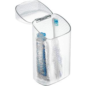 iDesign 53450 Rain Toothbrush Holder Dental Center for Toothpaste, Electric Toothbrush, Water Flosser, Bathroom Countertop Organizer, Clear